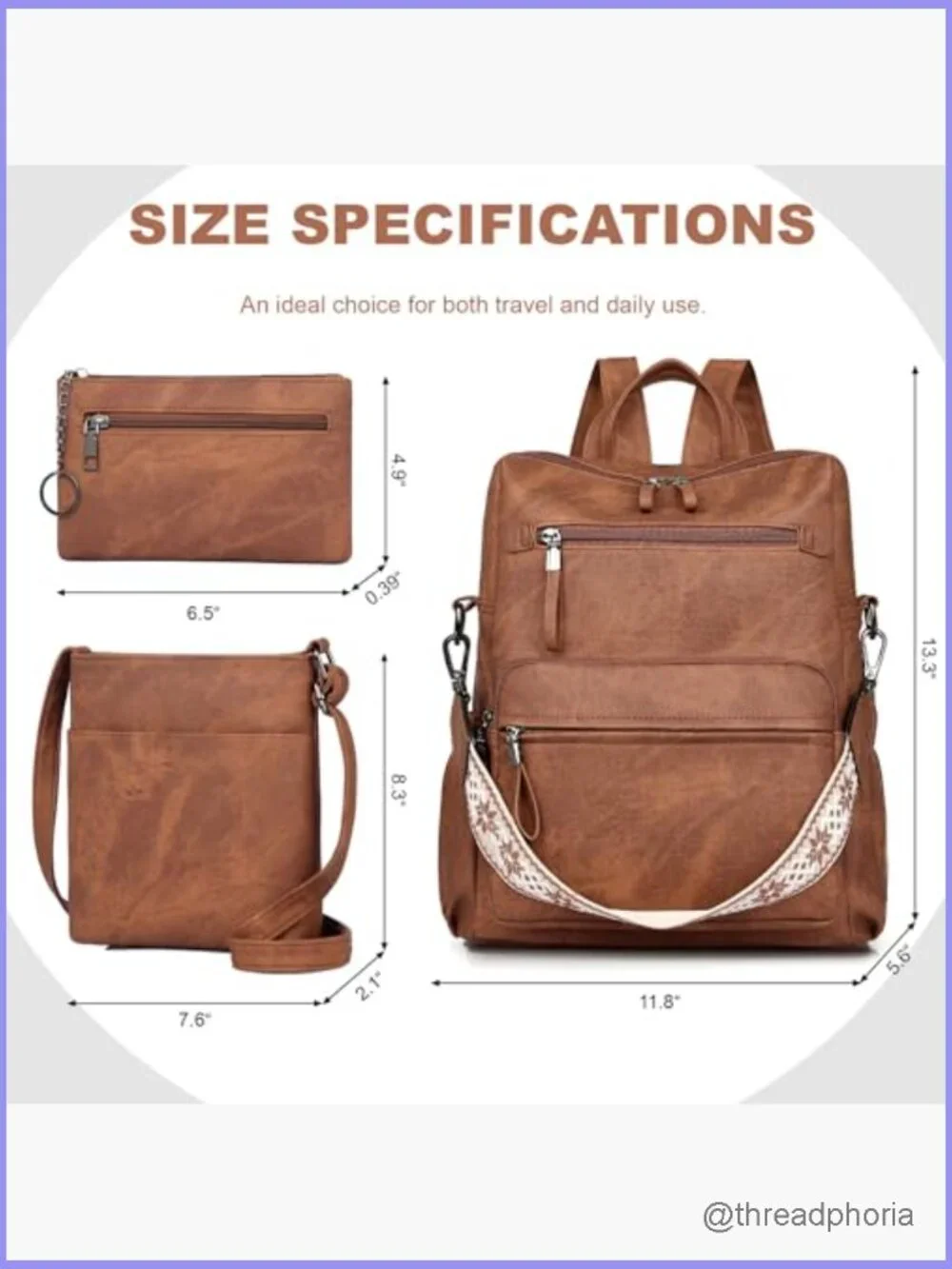 Pu Leather Convertible Backpack Purse for Women, Travel Work Laptop Bag